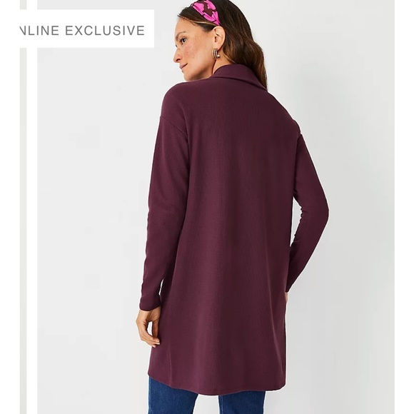 NWT Ann Taylor Waffle Shawl Collar Open Cardigan - Picture 4 of 7